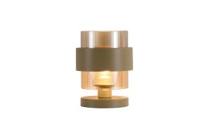 Royal 1Lt Table Lamp, Sand Metal, Amber Ribbed Glass