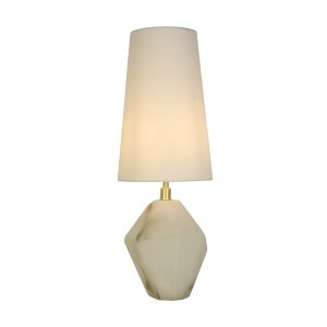 Apex 1Lt Table Lamp, Satin Brass Metal White Resin, White Sh