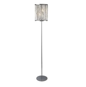 Elise 2Lt Floor Lamp - Chrome Metal & Crystal