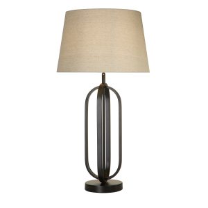 Chic Table Lamp - Black Metal with Natural Shade