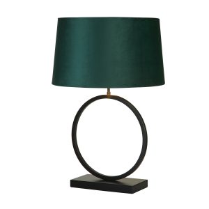 Elegant Table Lamp - Matt Black Metal With Emerald Shade