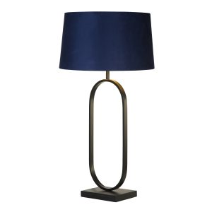 Modish Table Lamp - Matt Black Metal With Shade - Navy