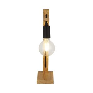 Woody  Table Lamp  - Natural Wood & Black Metal