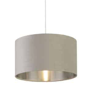 Drum Shade- Light Grey Velvet & Silver Inner 45