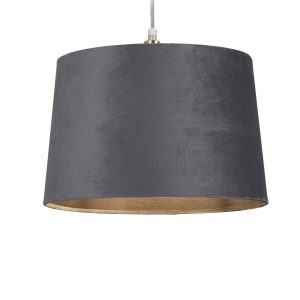 Velvet Drum Shade 30Cm Charcoal