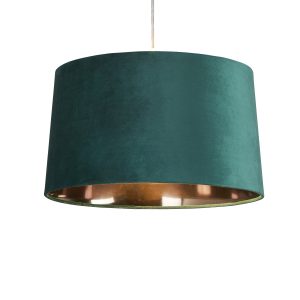 VELVET DRUM SHADE 40CM EMERALD