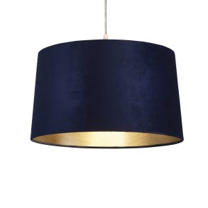 VELVET DRUM SHADE 40CM NAVY