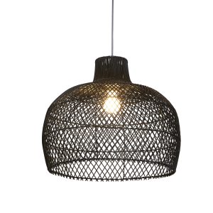 Large Bell Shade - Black Rattan 50Cm